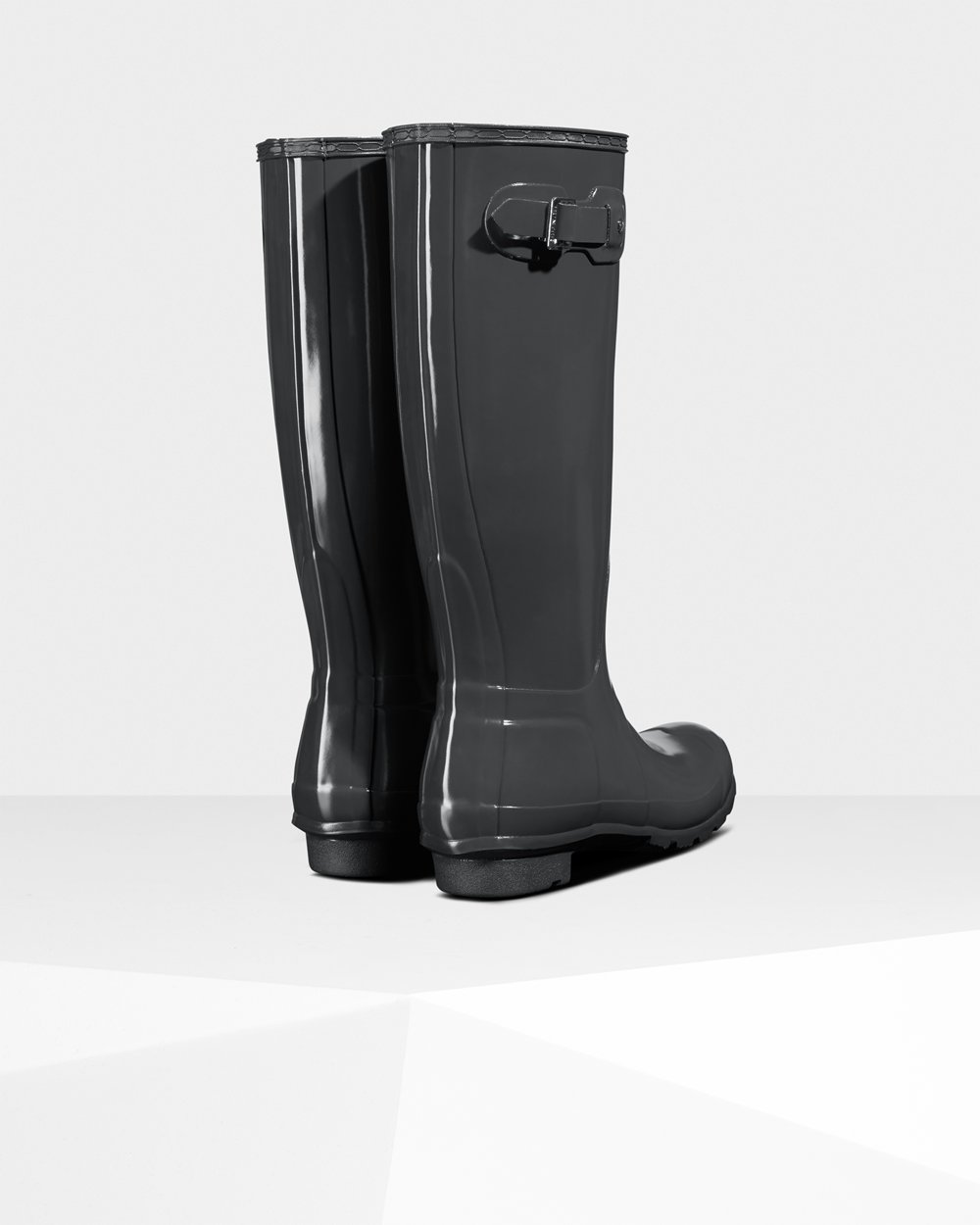 Womens Tall Rain Boots - Hunter Original Gloss (65ECFGHMN) - Deep Green